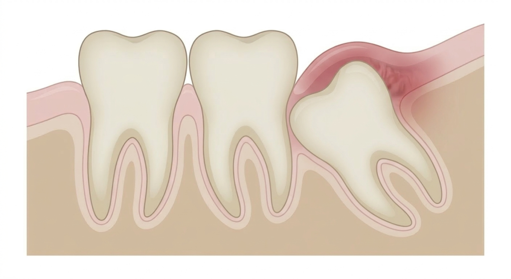Illustration of an impacted wisdom tooth
